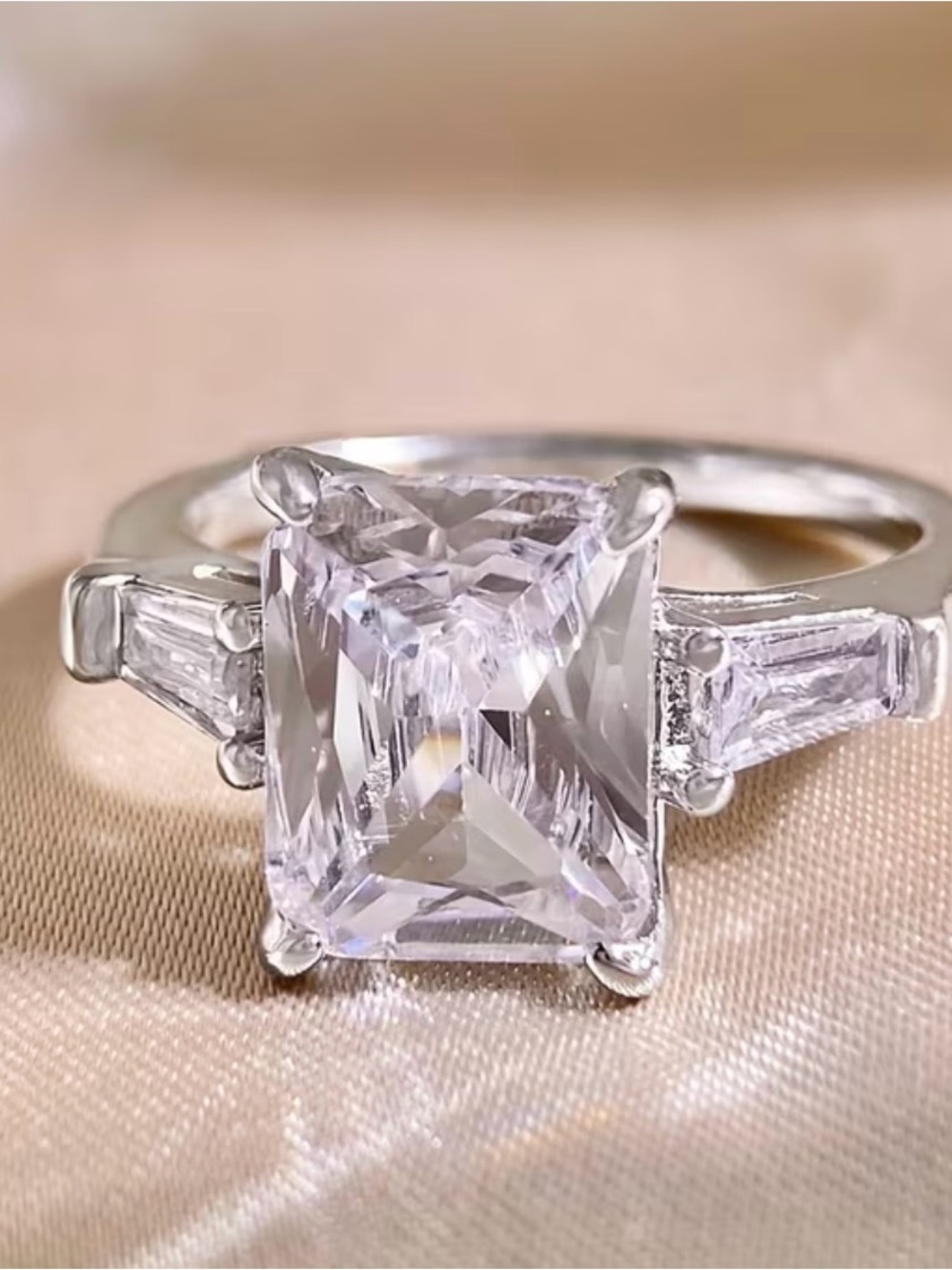 NWT-Emerald Cut 3ct CZ|925 Sterling Silver Engagement Ring
